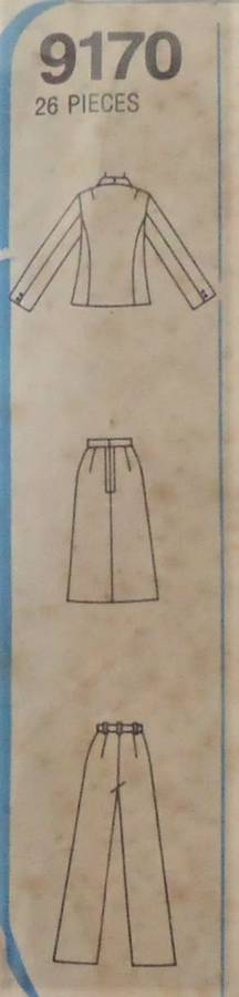 SIMPLICITY 9170 LINED JACKET-SKIRT-PANTS-SIZE 12 BUST 87 CM COMPLETE-ZIPLOC BAG