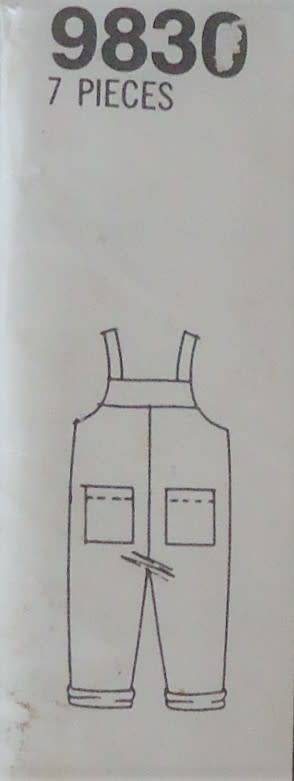 SIMPLICITY 9830 TODDLERS DUNGAREES/OVERALLS SIZE 6 MONTHS - 4 YEARS COMPLETE-UNCUT-F/FOLDED