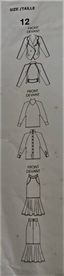 VOGUE PARIS ORIGINAL 1949 KARL LAGERFELD  JACKET-SKIRT-BLOUSE SIZE 12 COMPLETE-UNCUT-F/FOLDED