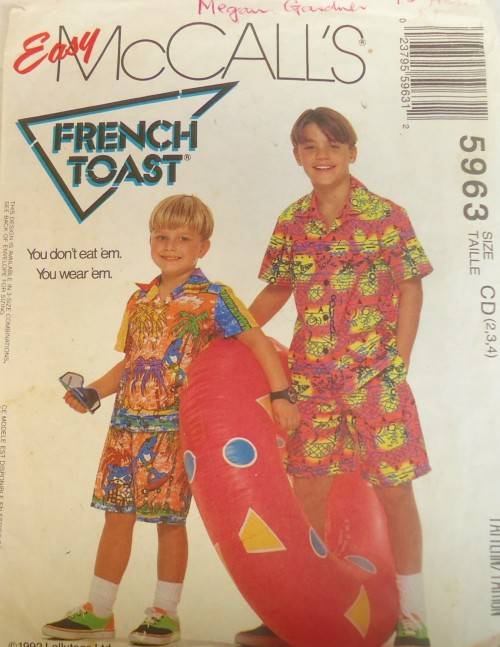 McCALLS 5963  KIDS SHIRT & SHORTS SIZE CD  2-3-4 YEARS COMPLETE
