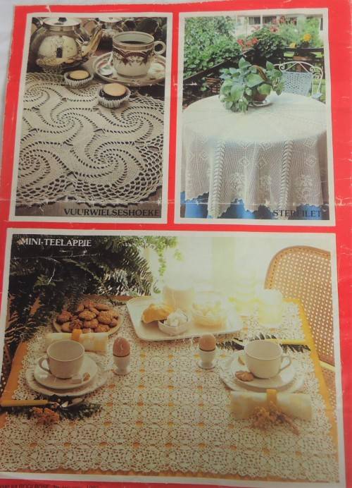 ROOI ROSE CROCHET BOOK `N BOEK VOL TAFELLAPPIES` 12 PAGE A4 BOOKLET