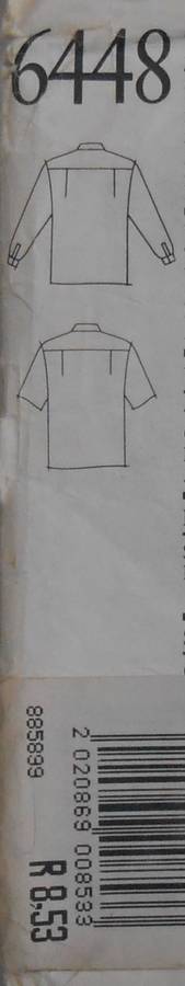 NEW LOOK PATTERNS 6448 SHORT & LONG SLEEVE SHIRT WITH POCKETS - SIZE 8-18 COMPLETE