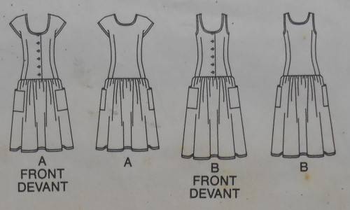 BUTTERICK 3864 FITTED BODICE DROPPED WAIST DRESS SIZE 6-8-10 COMPLETE