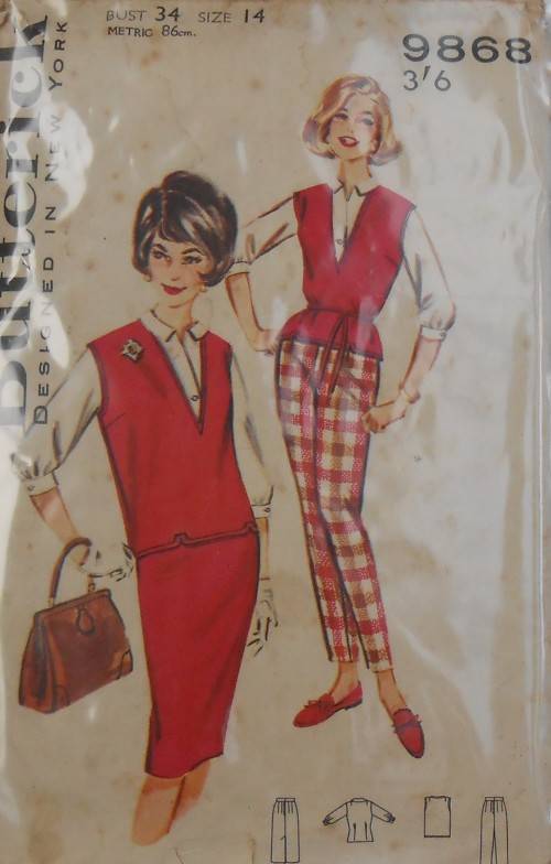 VINTAGE BUTTERICK 9868 CASUAL COORDINATES  SIZE 14 BUST 34 COMPLETE-ZIPLOC BAG