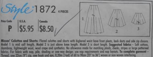 STYLE 1872 CULOTTES & SHORTS  SIZE 18 - 18 COMPLETE