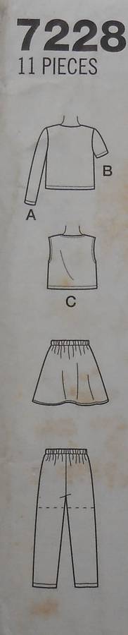 SIMPLICITY 7228 GIRLS KNIT TOPS-SKIRT-PANTS-SHORTS SIZE 7-8-10 YEARS COMPLETE-UNCUT-F/FOLDED