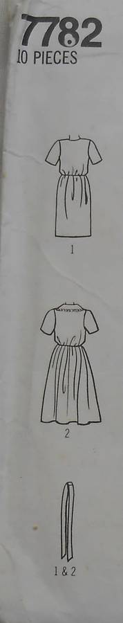 SIMPLICITY 7782 SLIM OR FLARED DRESS WITH/OUT COLLAR SIZE 8 - 20 COMPLETE