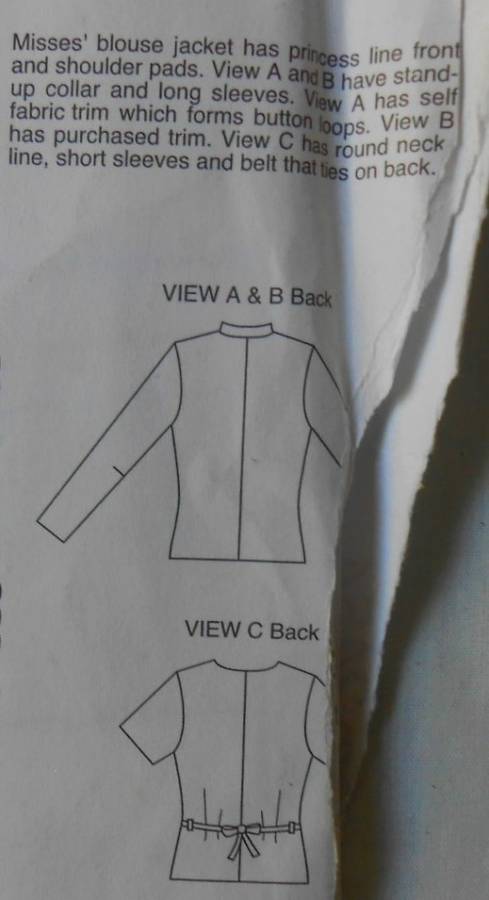 KWIK SEW 2454 BLOUSE JACKET SIZE XS-S-M-L-XL 31 1/2-45 COMPLETE-UNCUT-F/FOLDED