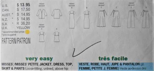 BUTTERICK 3139 JACKET-DRESS-TOP-SKIRT-PANTS SIZE 12-14-16 COMPLETE