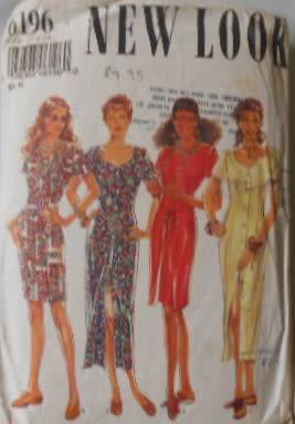 NEW LOOK PATTERNS 6196  FITTED DRESSES-NECKLINE VARIATIONS 8- 18 COMPLETE