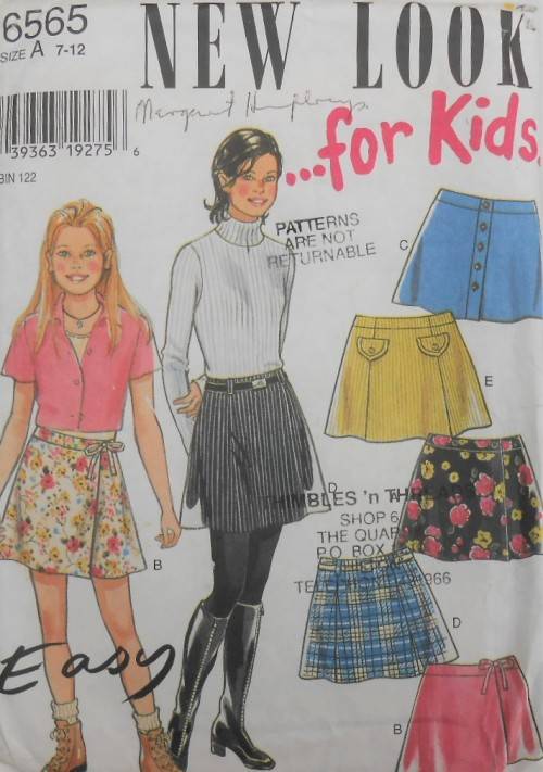 NEW LOOK PATTERNS 6565 GIRLS SET OF SKIRTS  SIZE 7 - 12 YEARS COMPLETE