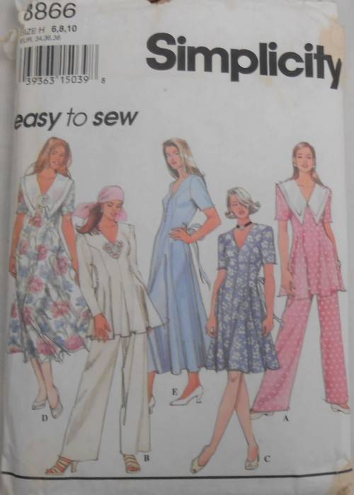 SIMPLICITY 8866 DRESS-TUNIC-PANTS SIZE 8-8-10 COMPLETE