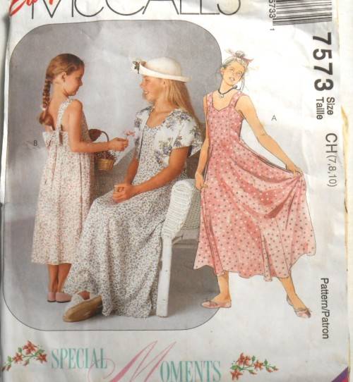 McCALLS 7573 GIRLS DRESS & REVERSIBLE BOLERO SIZE CH 7-8-10 YEARS COMPLETE-ZIPLOC