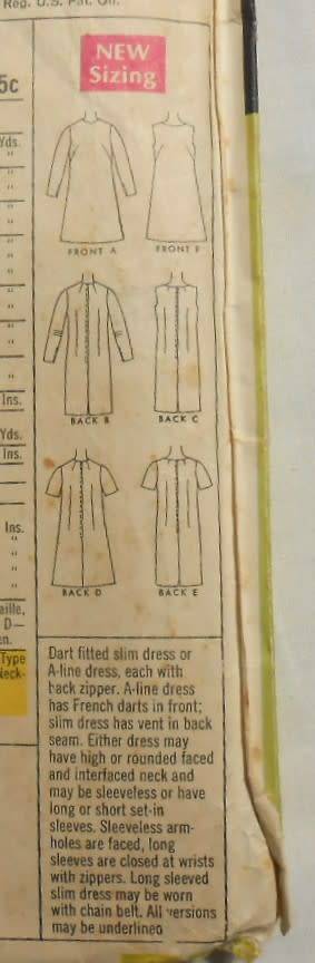 VINTAGE McCALLS 9087  DRESS  WITH SLIM OR A LINE SKIRT SIZE 16 BUST 38 COMPLETE-ZIPLOC