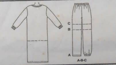 McCALLS 9641 UNISEX NIGHTSHIRT-TOP-PULL ON PANTS/SHORTS SIZE LARGE 38-40 COMPLETE-PART CUT