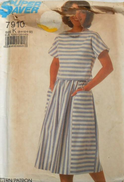 SIMPLICITY 7910 TWO PIECE DRESS WITH PULL OVER TOP SIZE 8-10-12 COMPLETE-UNCUT-F/FOLDED