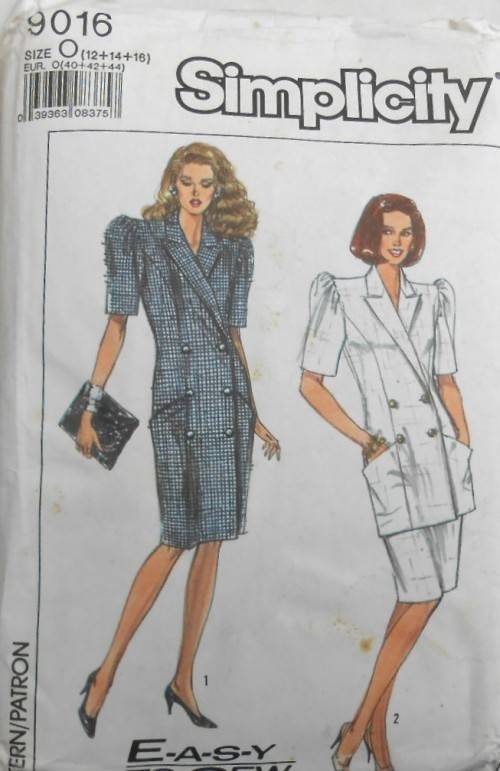 SIMPLICITY 9016 ONE OR TWO PIECE DRESS SIZE 12-14-16 COMPLETE-MOSTLY UNCUT