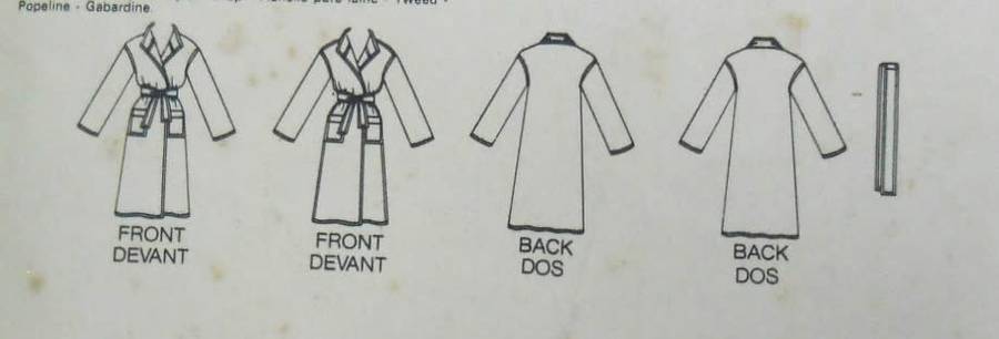 BUTTERICK 3925 COAT & BELT SIZES 10 COMPLETE-COVER CUT-ZIPLOC