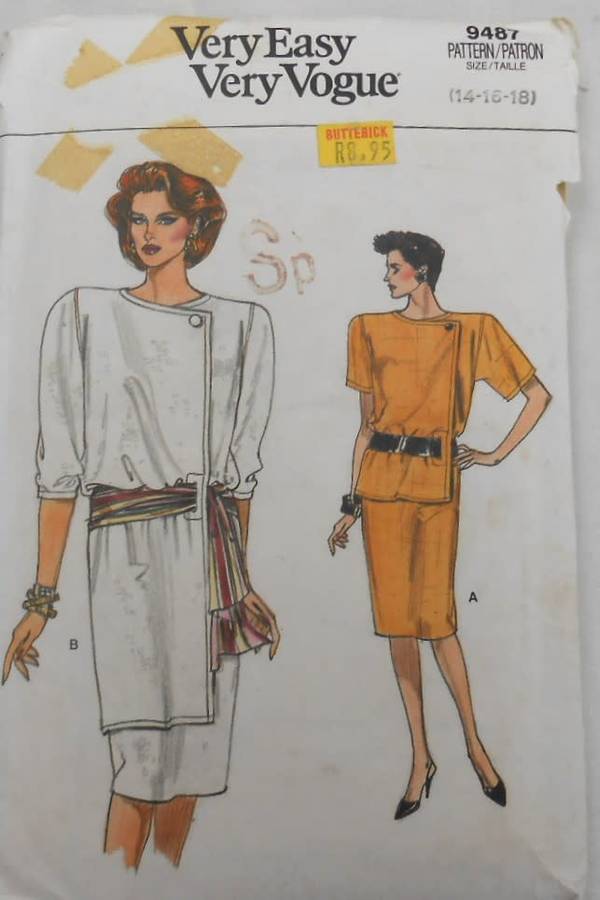 VOGUE 9487 LOOSE FITTING STRAIGHT DRESS  SIZE 14-16-18 COMPLETE