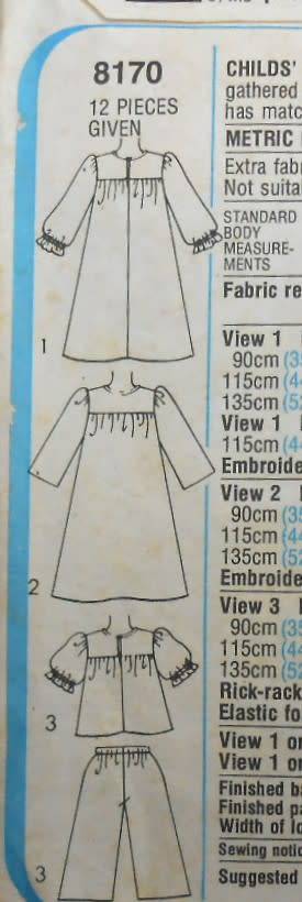 SIMPLICITY 8170 KIDS NIGHTGOWN-PJS-GOWN SIZE MEDIUM 3-4 YEARS COMPLETE