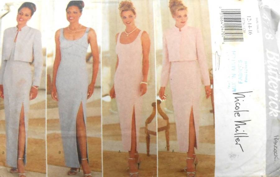 BUTTERICK 4778 JACKET & DRESS SIZE 12-14-16 COMPLETE-CUT TO 16