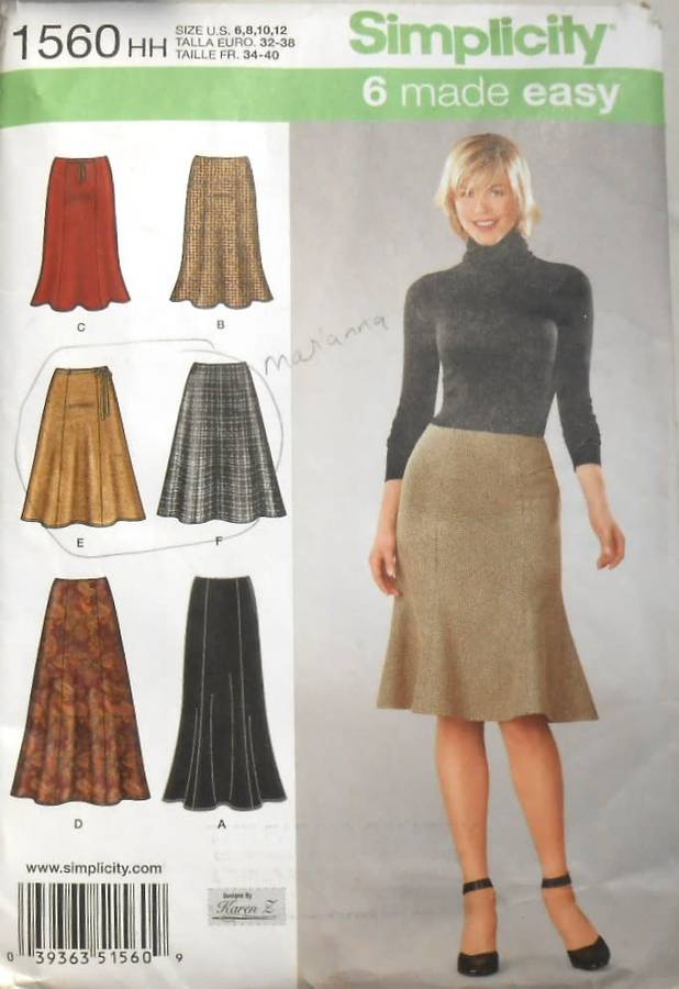 SIMPLICITY 1560 SET OF FLARED SKIRTS SIZE 6-12 COMPLETE-CUT TO 12