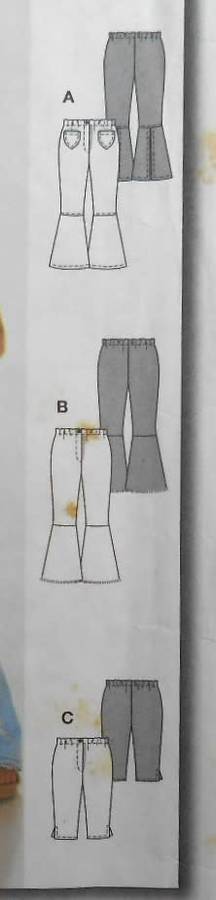 BURDA 9897  GIRLS BELL BOTTOM PANTS SIZE 6-7-8-9-10 YEARS COMPLETE