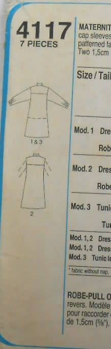 STYLE 4117 MATERNITY PULLOVER DRESS OR TUNIC SIZE 12-14-16 COMPLETE-UNCUT-F/FOLDED