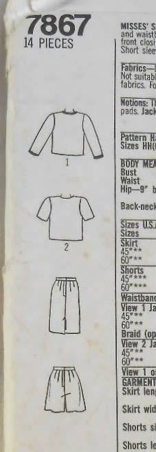 SIMPLICITY 7867 SHORTS-SKIRT-UNLINED JACKET SIZE 10-16 COMPLETE-UNCUT-F/FOLDED
