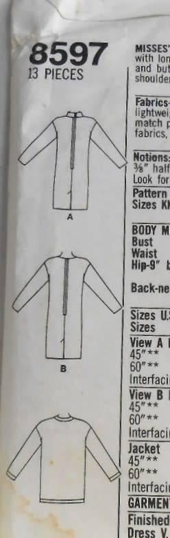 SIMPLICITY 8597 DRESS & UNLINED JACKET SIZE 12-18 SEE LISTING