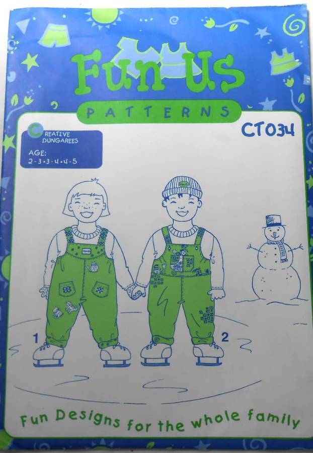 FUN US PATTERNS CT 034  TODDLER DUNGAREES  SIZE 2-5 YEARS - COMPLETE - UNCUT