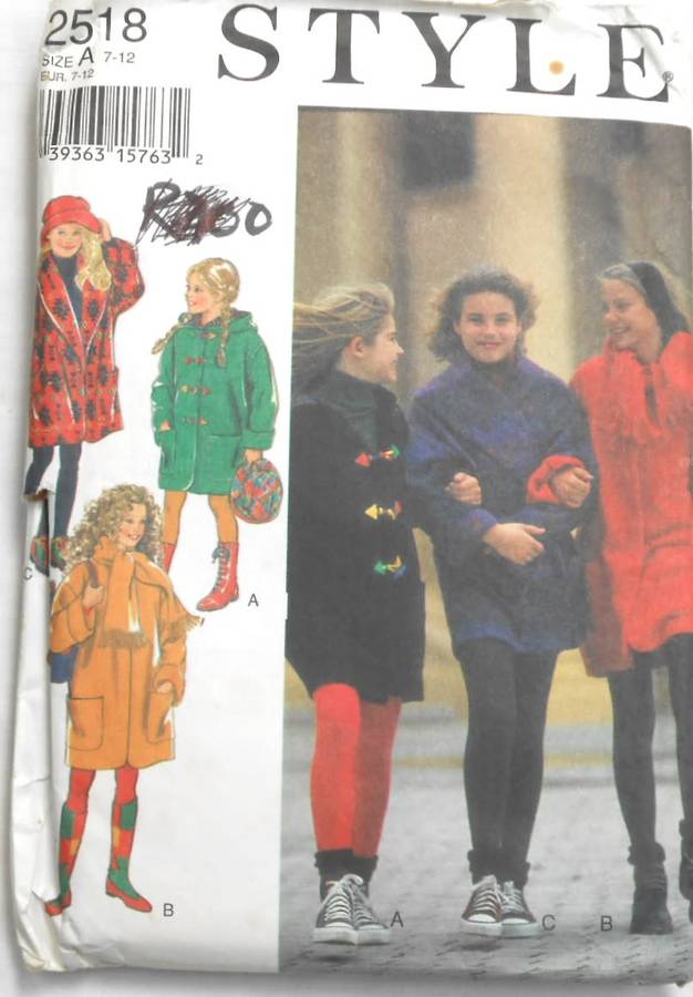 STYLE 2518 KIDS HOODIE-SCARF COAT SIZE 7-12 YEARS-SEE LISTING