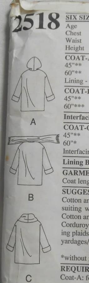 STYLE 2518 KIDS HOODIE-SCARF COAT SIZE 7-12 YEARS-SEE LISTING
