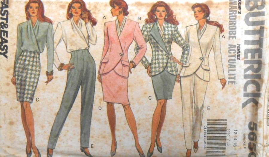 BUTTERICK 5650 JACKET-BLOUSE-SKIRT-PANTS  12-14-16  COMPLETE-CUT TO 14