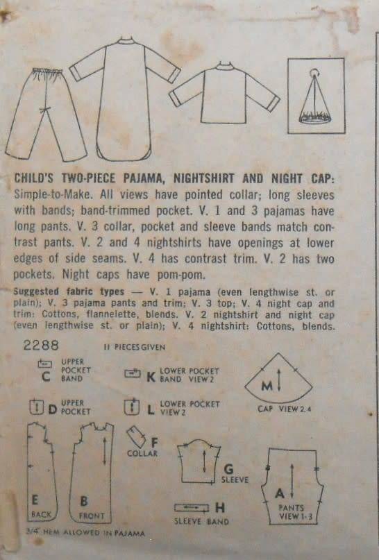 VINTAGE SIMPLICITY 1434 BOYS PJS  SIZE 8 YEARS COMPLETE-ZIPLOC