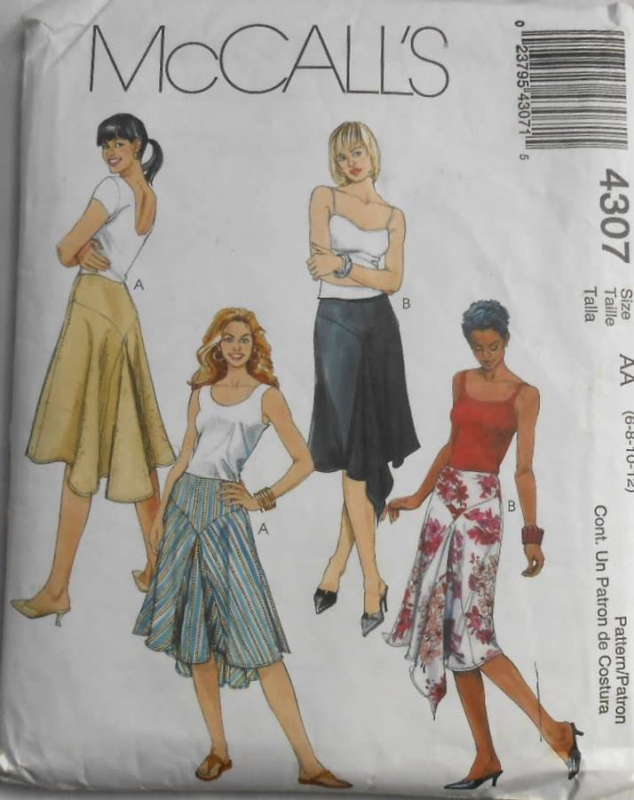 McCALLS 4307 HANDKERCHIEF SKIRT SIZE 10-12-14-16 COMPLETE-CUT TO SIZE 16