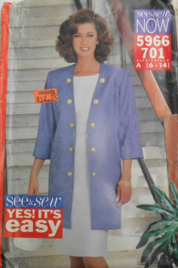 BUTTERICK 5966 JACKET-DRESS SIZE 6-14 COMPLETE-UNCUT-F/FOLDED