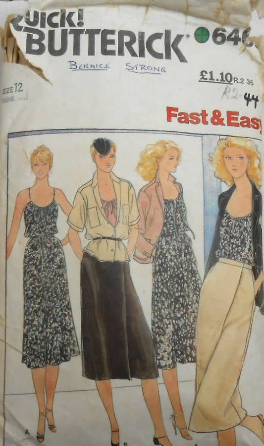 BUTTERICK 6469 JACKET-BLOUSE-TOP-DRESS-SKIRT SIZE 12 COMPLETE