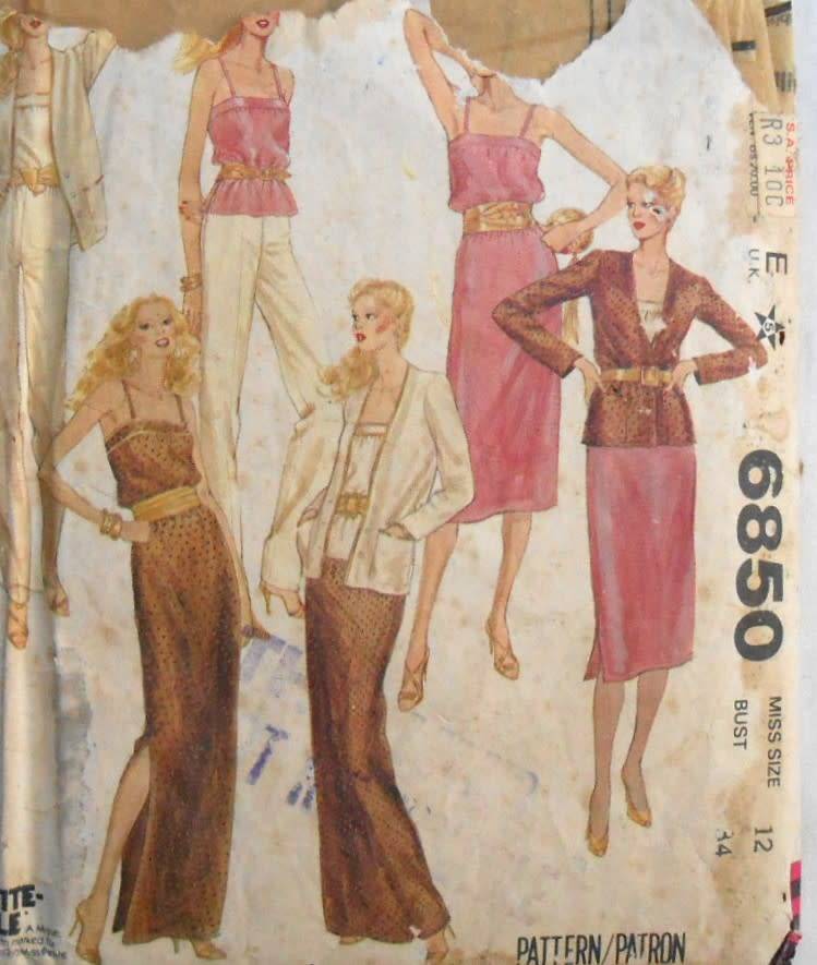 McCALLS 6850 JACKET-SKIRT-PANTS-CAMISOLE SIZE 12 BUST 34 COMPLETE-NO SEWING INSTRUCTIONS- ZIPLOC