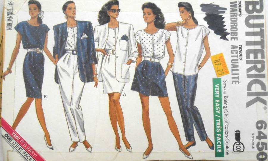 BUTTERICK 6450 JACKET-TOP-SKIRT-SHORTS-PANTS-SIZE 6-8-10 COMPLETE-CUT TO 10-ZIPLOC