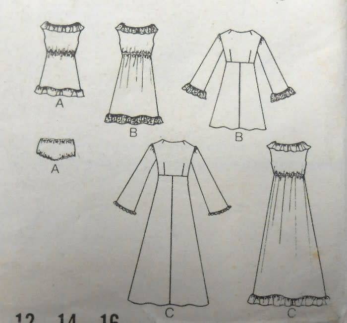 VINTAGE BUTTERICK 6901 GOWN & PJS SIZE 16 BUST 38 COMPLETE-UNCUT-F/FOLDED-ZIPLOC