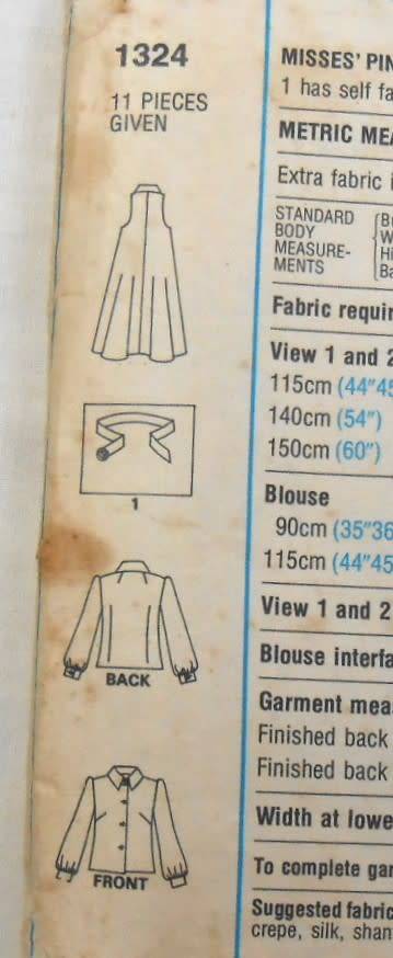 VINTAGE STYLE 1324 PINAFORE DRESS & BLOUSE SIZE 14 BUST 92 CM COMPLETE