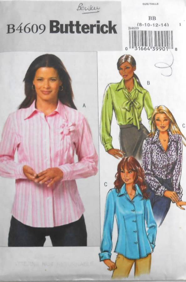 BUTTERICK B4609 LADIES SHIRT SIZE 8-10-12-14 COMPLETE-CUT TO 14