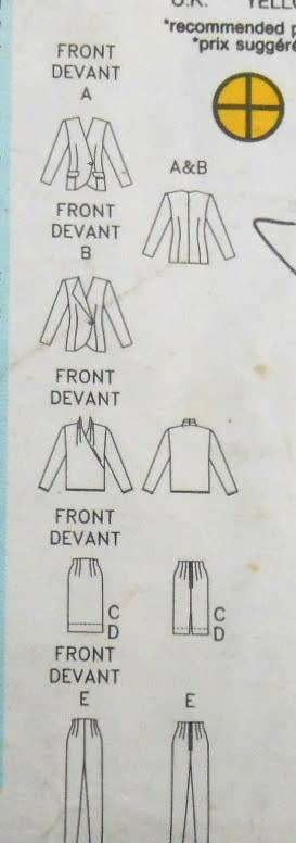 BUTTERICK 5650 JACKET-BLOUSE--SKIRT-PANTS SIZE 6-8-10 COMPLETE-CUT TO 10