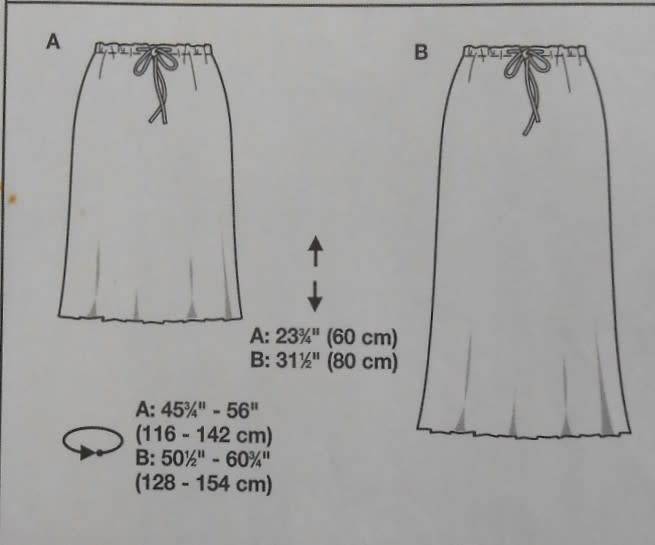 BURDA 8894 SKIRTS WITH DRAWSTRING WAIST SIZES 10-22 COMPLETE-UNCUT-F/FOLDED