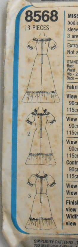 SIMPLICITY 8568-DRESS& SASH SIZE 12 BUST 87 CM COMPLETE