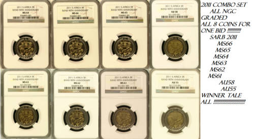 2011 SARB COMBO SET - MS66/65/64/63/62/61/AU58/55 - ALL 8 COINS FOR ONE BID