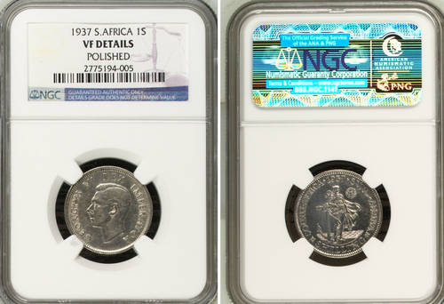 1937 - 1 SHILLING - UNION  - NGC GRADED - VF DEATAIL - TRUE IMAGE