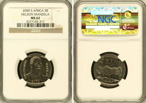 @@ YES !!!! NGC GRADED - MS62 - 2000 MANDELA R5 COIN @@