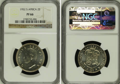 1952 - 2 SHILLING - UNION - VERY HIGH GRADE PF66 - NGC GRADED